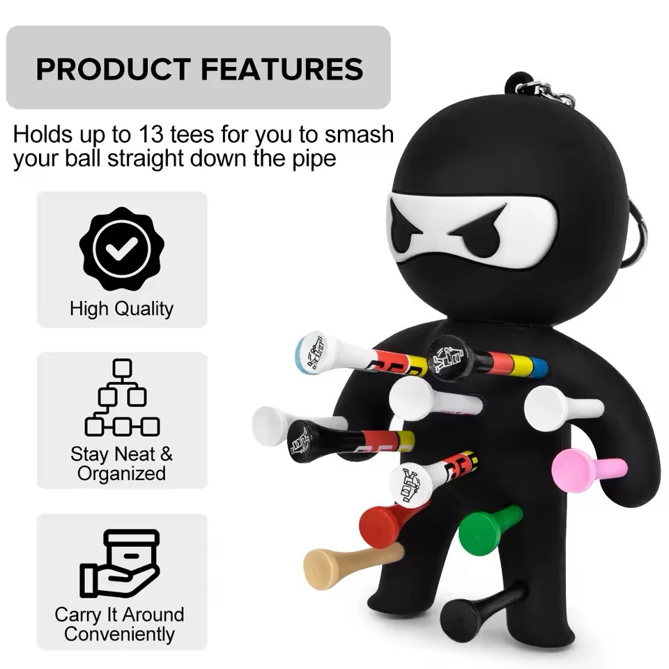 Ninja Golf Tee Holder Keychain – Holds Up to 13 Tees